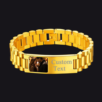 FaithHeart Custom Engraved Watch Strap Bracelet with Picture for Men FaithHeart