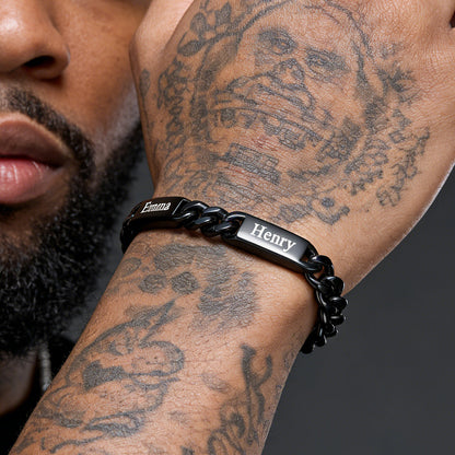  Customized Engraved Name Cuban Chain Bracelet for Men