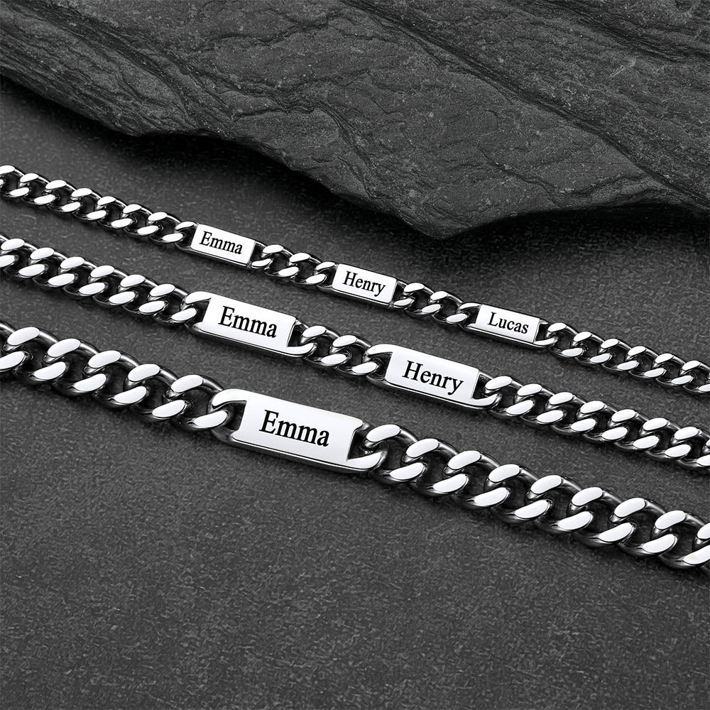  Customized Engraved Name Cuban Chain Bracelet for Men