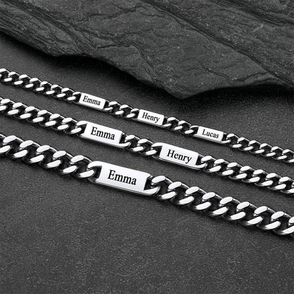  Customized Engraved Name Cuban Chain Bracelet for Men