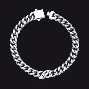 Steel / 7MM / 1 Name Custom Engraved Name Cuban Chain Bracelet for Men 7/9/12mm Width