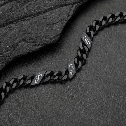 Engraved 1-6 Name Cuban Link Chain Bracelet for Women