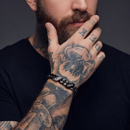 Engraved 1-6 Name Cuban Link Chain Bracelet for Women