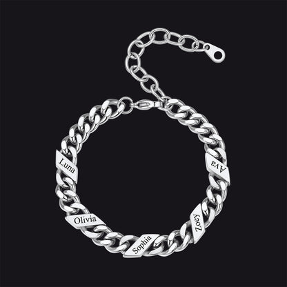 Engraved 1-6 Name Cuban Link Chain Bracelet for Women