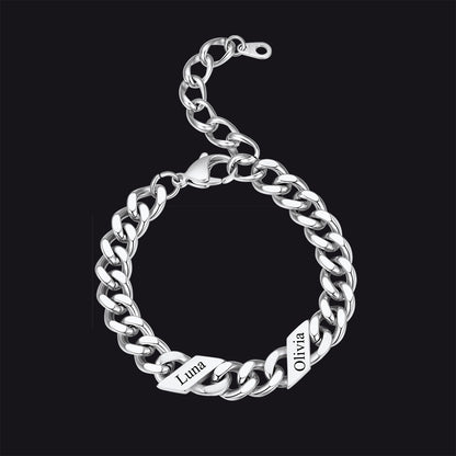 Engraved 1-6 Name Cuban Link Chain Bracelet for Women