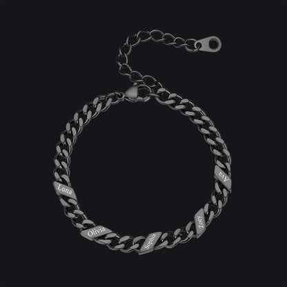 Engraved 1-6 Name Cuban Link Chain Bracelet for Women