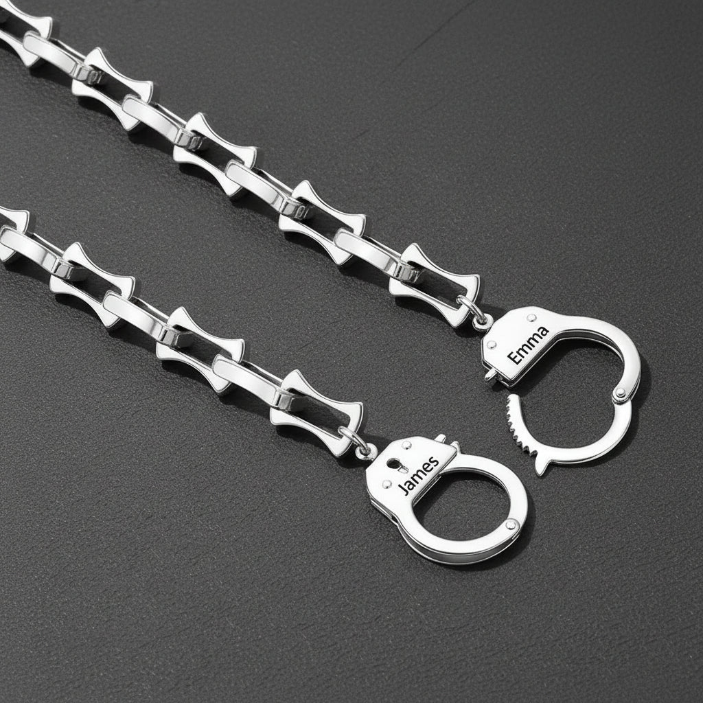 Custom Bamboo Link Handcuffs Bracelet
