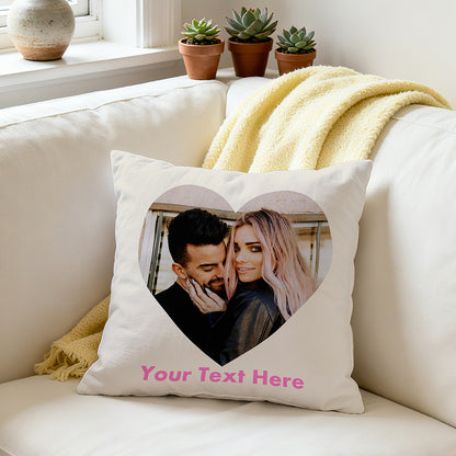 Custom Heart Shape Photo Throw Pillow - Personalized Love Gift