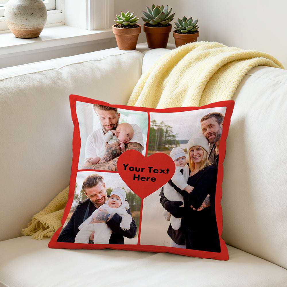 Custom Heart Shape Photo Throw Pillow - Personalized Love Gift