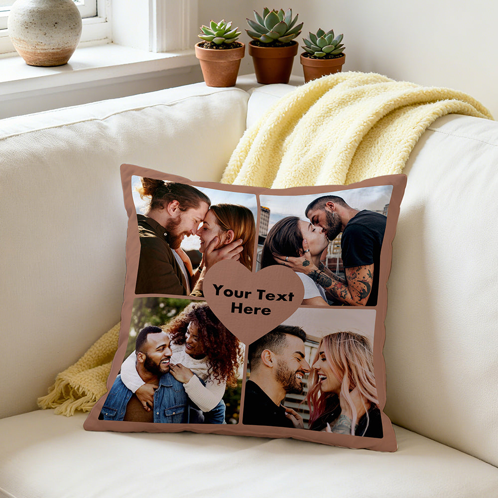 Custom Heart Shape Photo Throw Pillow - Personalized Love Gift