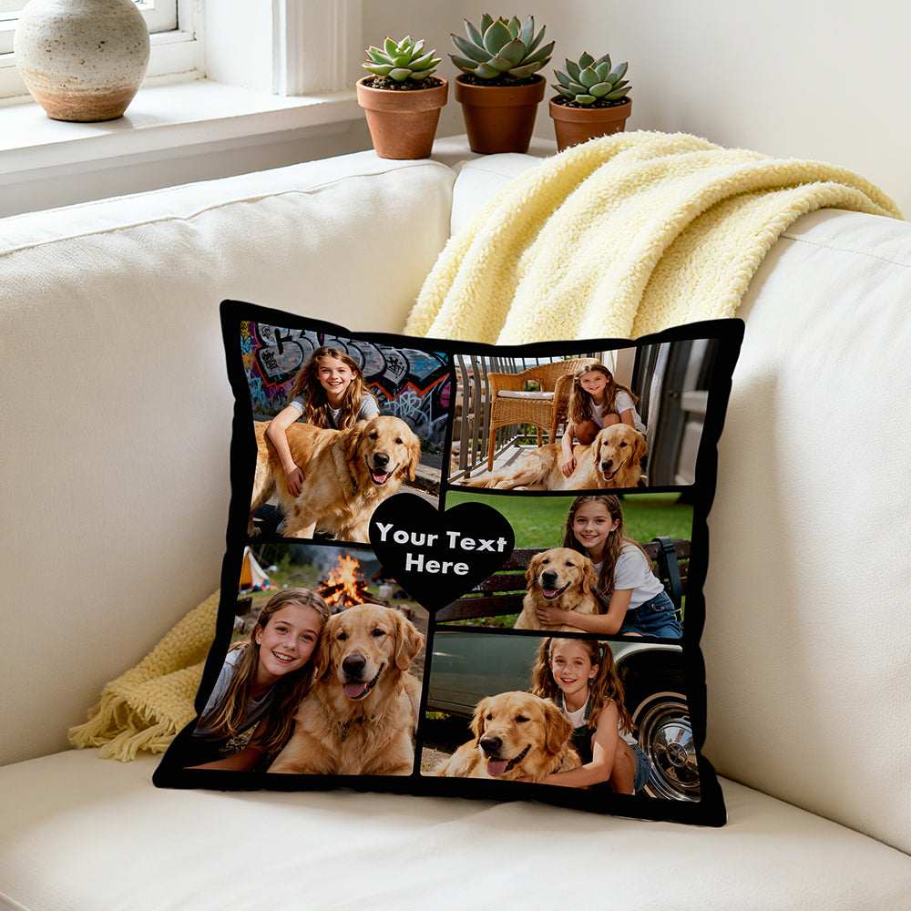 Custom Heart Shape Photo Throw Pillow - Personalized Love Gift