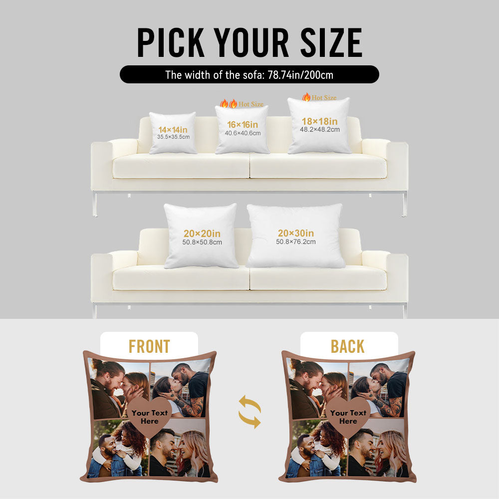 Custom Heart Shape Photo Throw Pillow - Personalized Love Gift