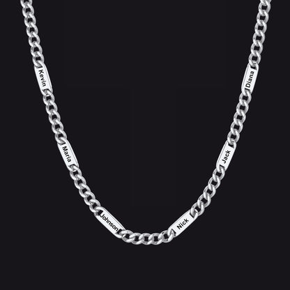 Individuell gravierte Kettengliederkette mit 1–5 Namen für Männer und Familie