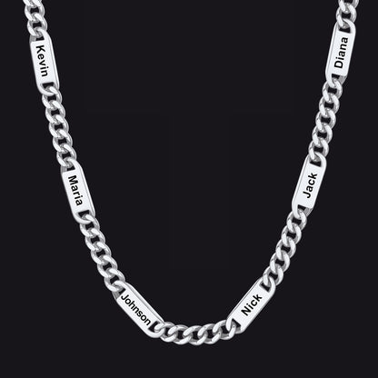 Individuell gravierte Kettengliederkette mit 1–5 Namen für Männer und Familie