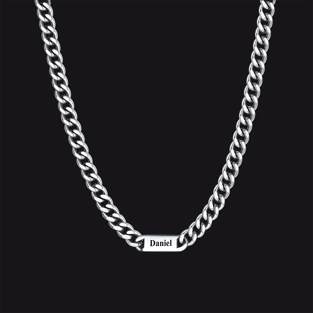 Customized Engraved Cuban Chain Name Link Necklace for Men