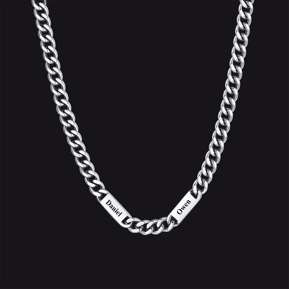 Customized Engraved Cuban Chain Name Link Necklace for Men