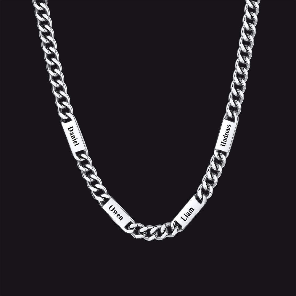 Customized Engraved Cuban Chain Name Link Necklace for Men