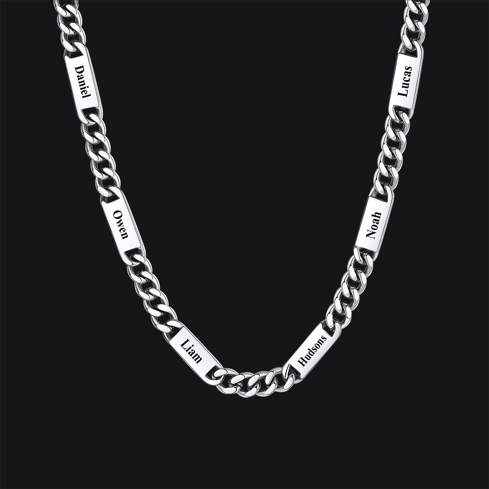 Customized Engraved Cuban Chain Name Link Necklace for Men