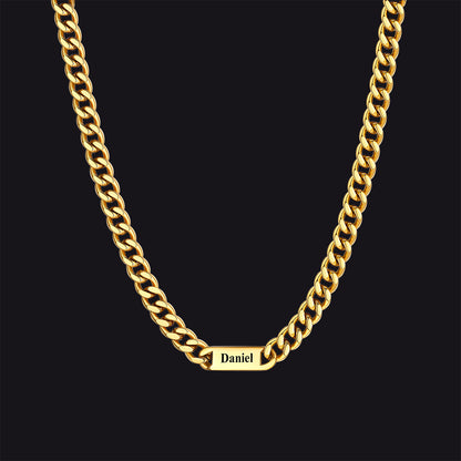 Customized Engraved Cuban Chain Name Link Necklace for Men