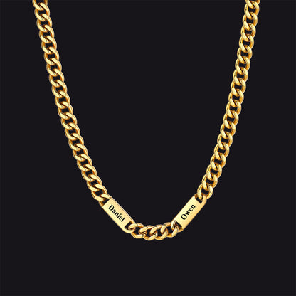 Customized Engraved Cuban Chain Name Link Necklace for Men