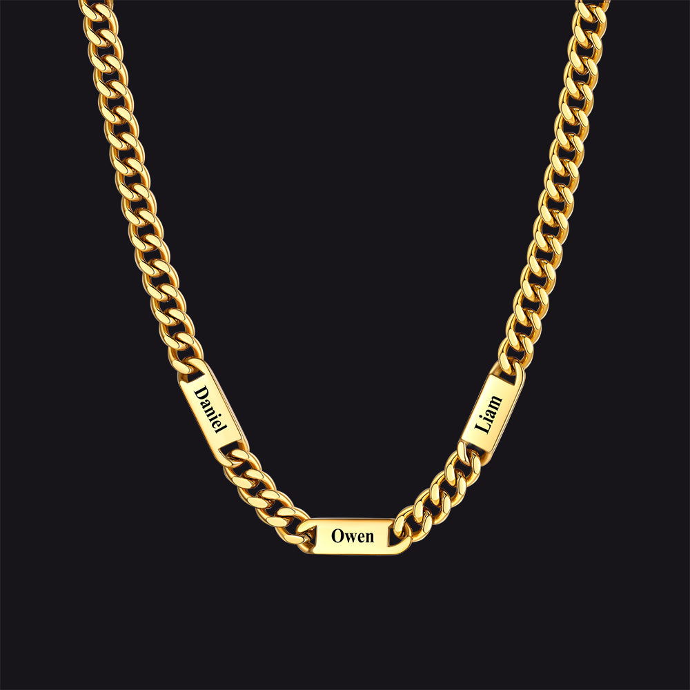 Customized Engraved Cuban Chain Name Link Necklace for Men