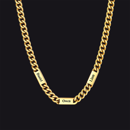 Customized Engraved Cuban Chain Name Link Necklace for Men