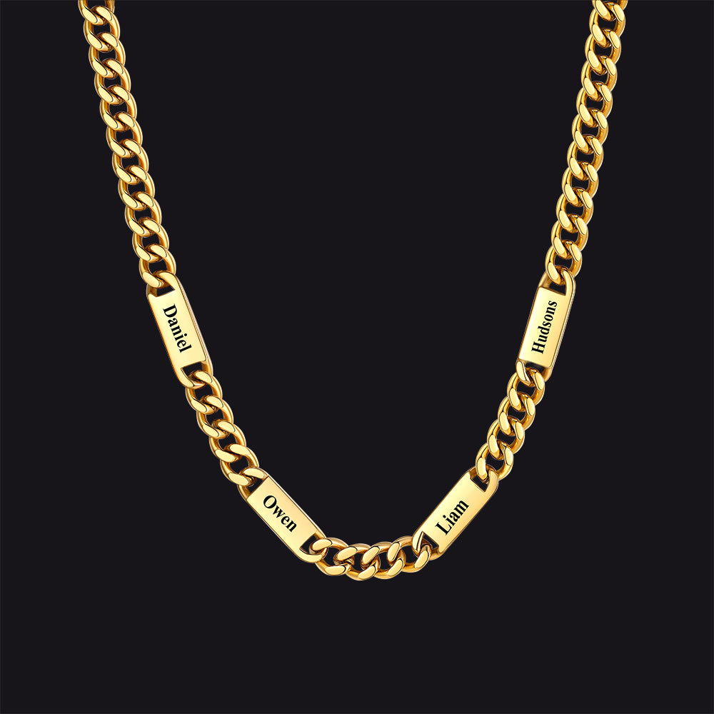 Customized Engraved Cuban Chain Name Link Necklace for Men