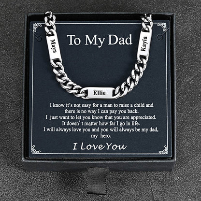 To My Dad Engraved Name Chain Necklace