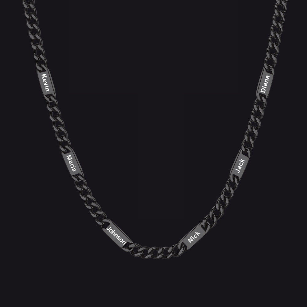 Individuell gravierte Kettengliederkette mit 1–5 Namen für Männer und Familie