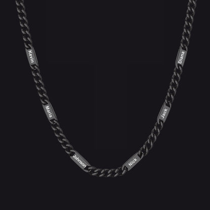 Individuell gravierte Kettengliederkette mit 1–5 Namen für Männer und Familie