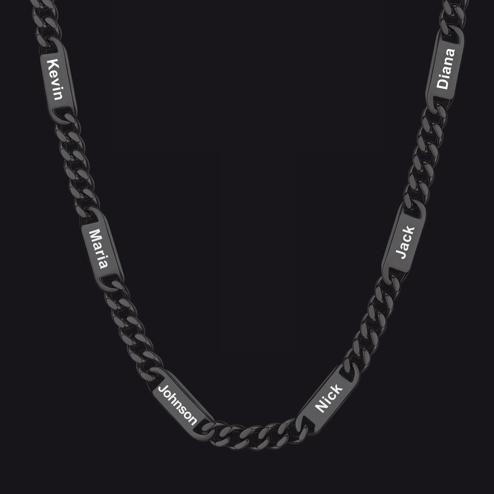 Individuell gravierte Kettengliederkette mit 1–5 Namen für Männer und Familie