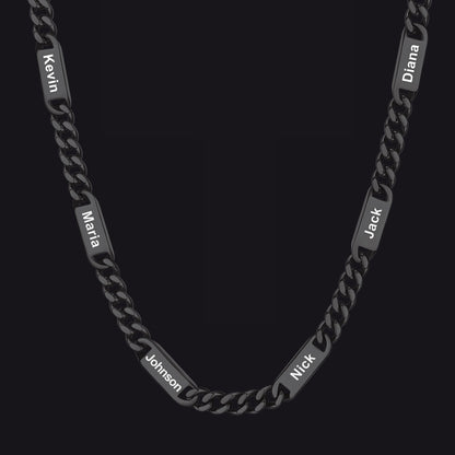Individuell gravierte Kettengliederkette mit 1–5 Namen für Männer und Familie