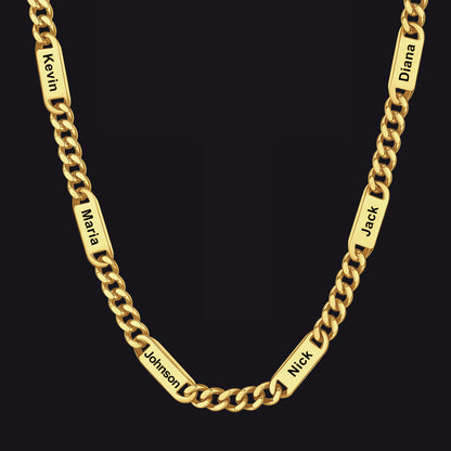 Individuell gravierte Kettengliederkette mit 1–5 Namen für Männer und Familie