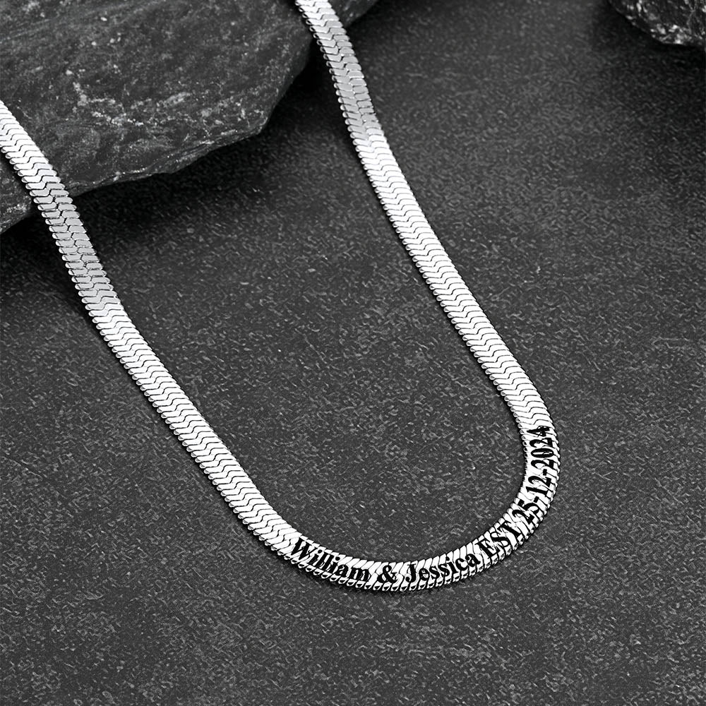 Silver Full-line engraved quote on gold herringbone chain choker