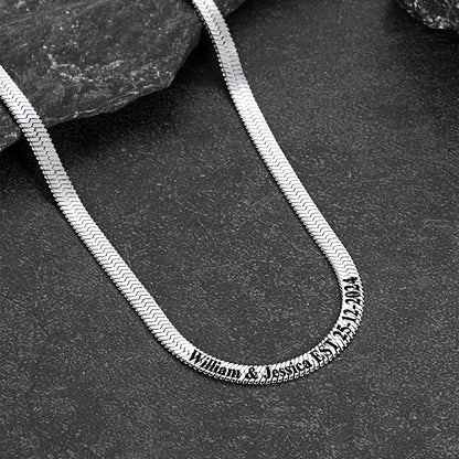 Silver Full-line engraved quote on gold herringbone chain choker