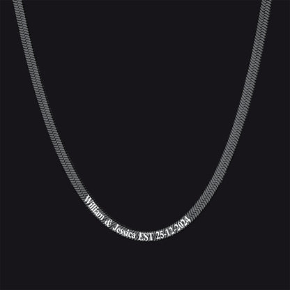 Black herringbone choker necklace with custom name spacing (only 12in & 15in available)