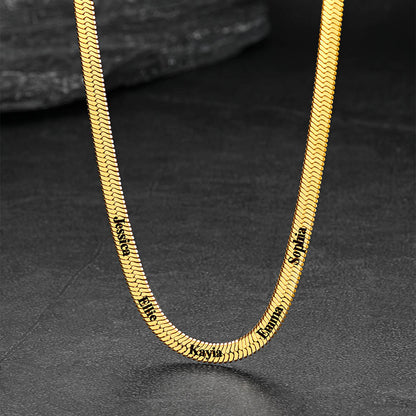Customized Engraved 1-5 Name Snake Chain Choker Necklace 