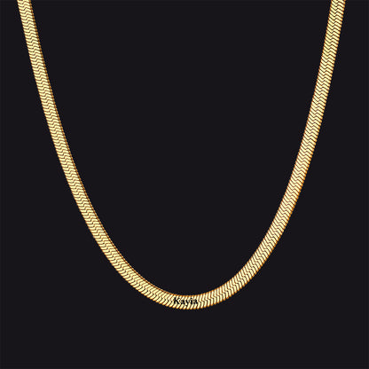 Gold snake chain choker with 1 engraved name, personalized necklace