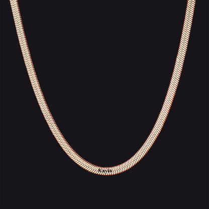 Rose gold snake chain necklace with 1 engraved name, elegant gift