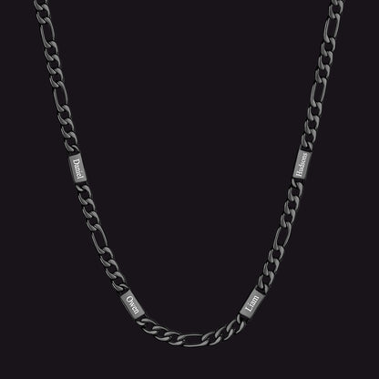 Black 5mm Figaro chain custom 4-letter name necklace for men
