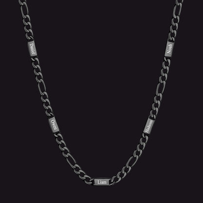 Black 5mm Figaro chain custom 5-letter name necklace for men