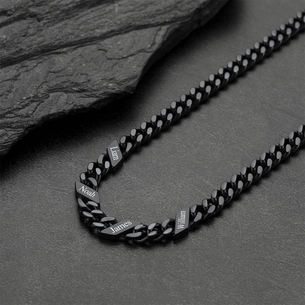 7mm Width Custom Name Cuban Chain & 6mm Cuban Chain Set for Men