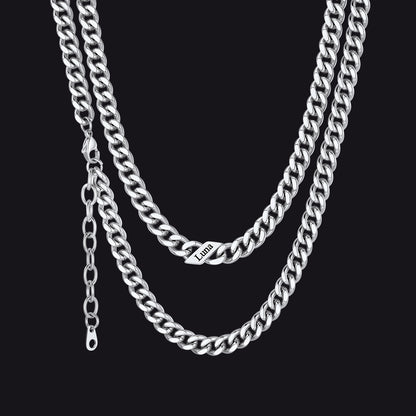 Silver / 7mm / 1 Name  Engraved Name Cuban Chain Necklace for Women Men