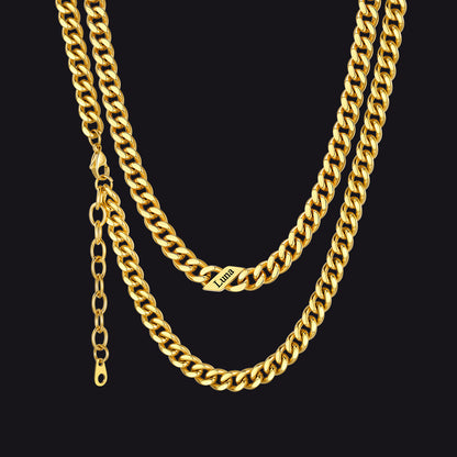 14k Gold / 7mm / 1 Name  Engraved Name Cuban Chain Necklace for Women Men
