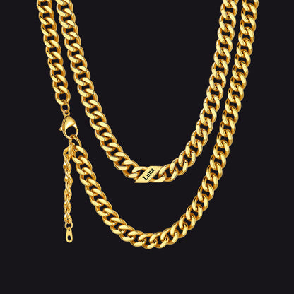 14k Gold / 9mm / 1 Name  Engraved Name Cuban Chain Necklace for Women Men
