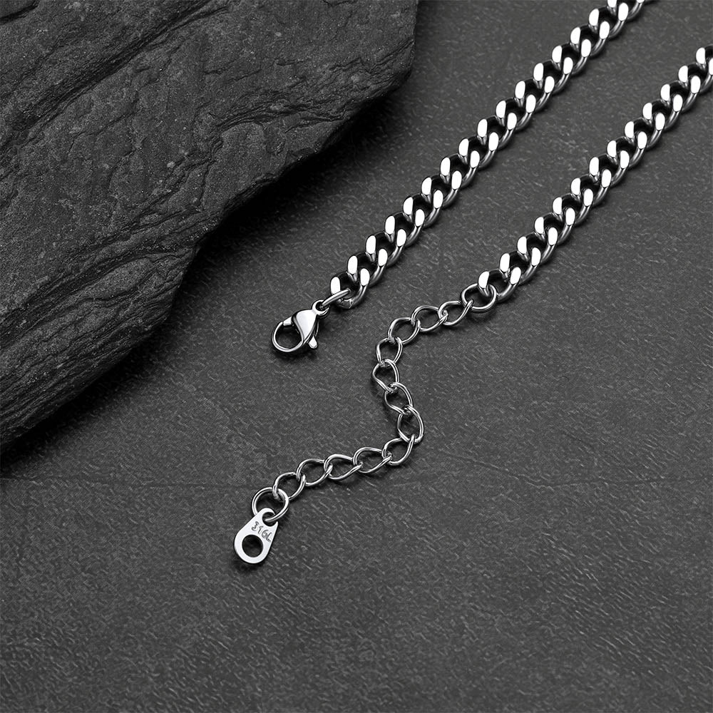  Engraved Name Cuban Chain Necklace with Cross for Men 5/7MM
