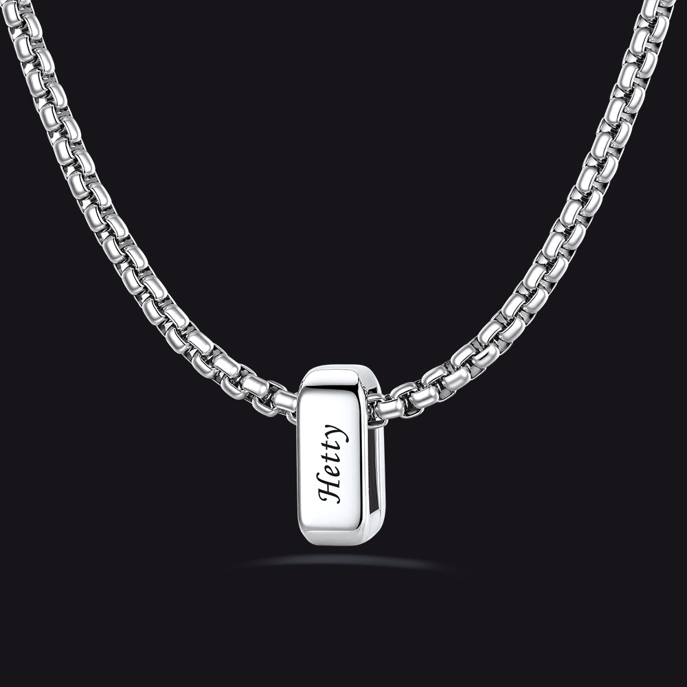 Silver Customized Multi Name Necklace with Box Chain / Wheat Chain for Men