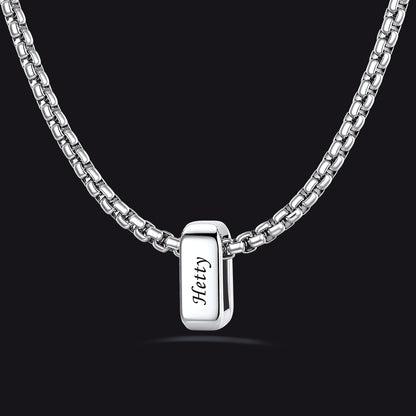 Silver Customized Multi Name Necklace with Box Chain / Wheat Chain for Men
