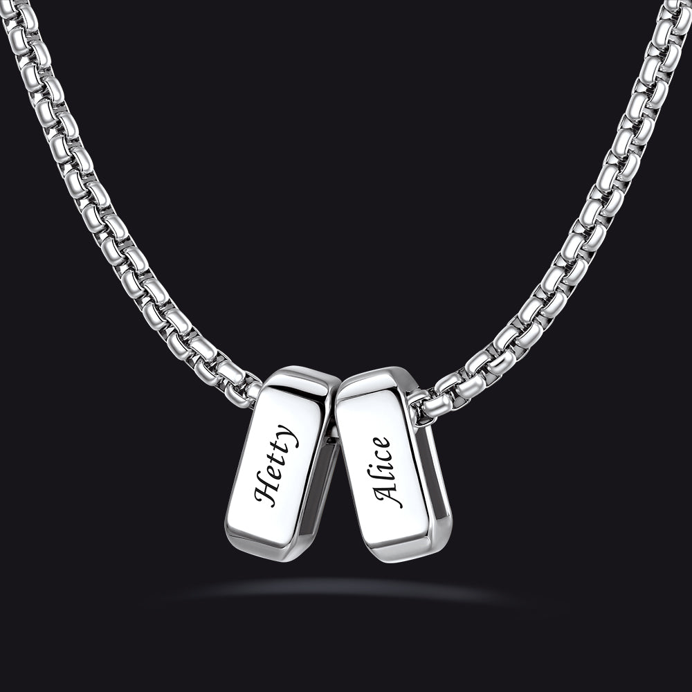 Customized Multi two Name Necklace with Box Chain / Wheat Chain for Men