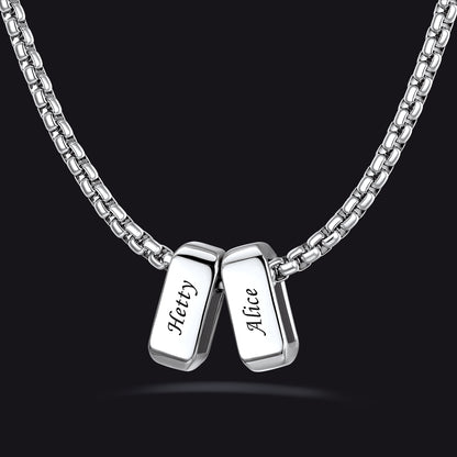 Customized Multi two Name Necklace with Box Chain / Wheat Chain for Men